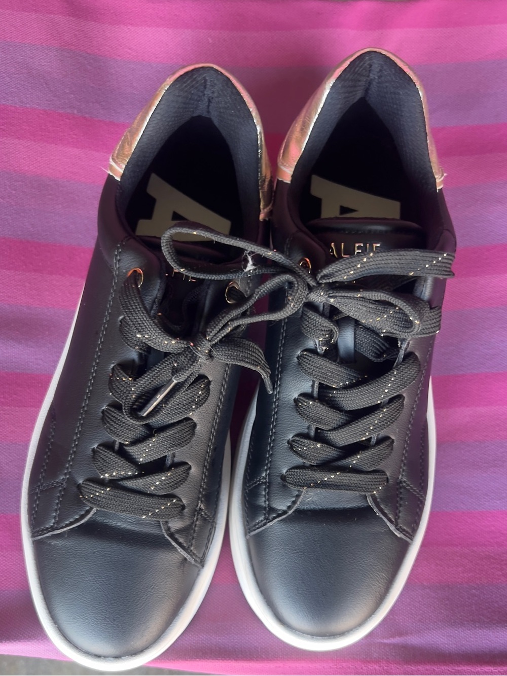 Women's Black Low-Top Sneakers with Rose Gold Heel